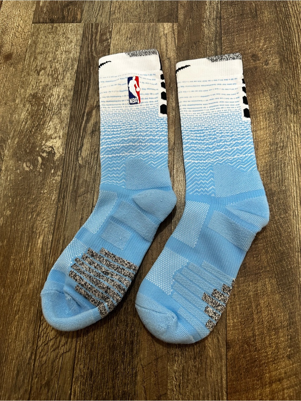 NBA Sky Blue and White Performance Crew Socks with Logo